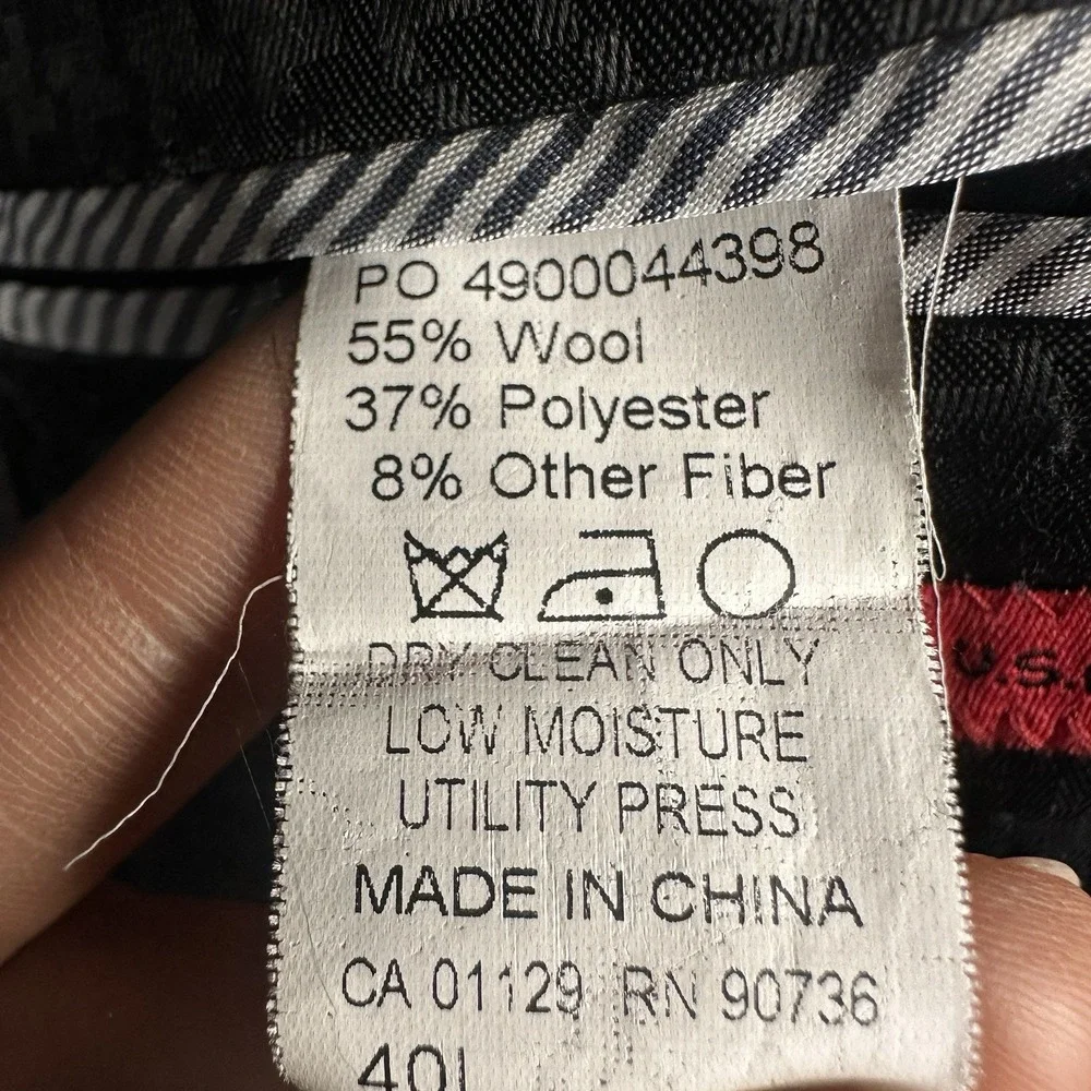 John Varvatos USA Blazer Jacket Men's Size 42R Wool Blend Dark Gray